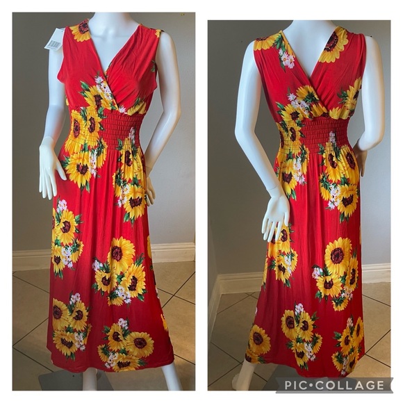 Dresses & Skirts - New Women’s sunflower floral dress size XXL for size 12-14
Stretchy waist